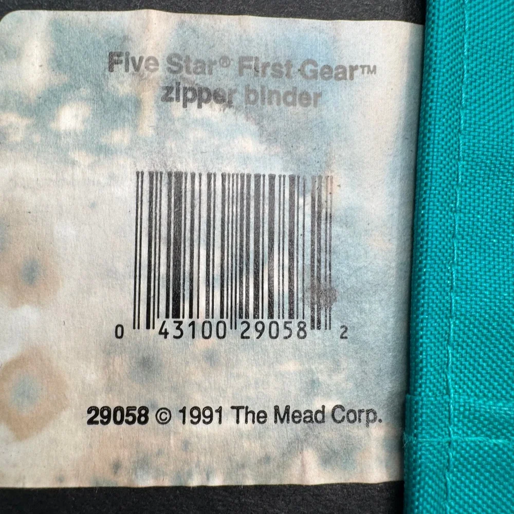 Mead Five Star Zipper Binder Teal Vintage 1991 First Gear 29058 Read